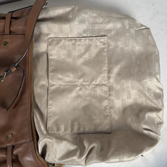 Michael Kors Leather 2way shoulder Crossbody Tote Brown Gold hobo  shoulder bag - Picture 7 of 14